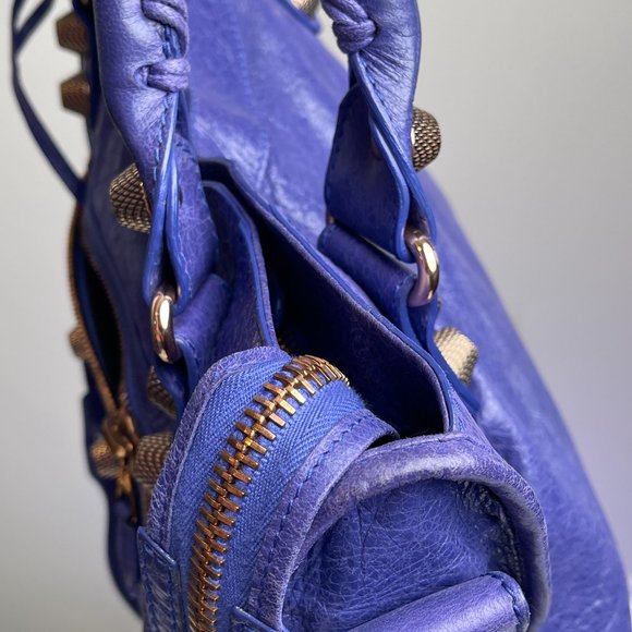 Authentic Balenciaga Motocross Classic City Bag in Purple with Rose Gold hardwar - Picture 11 of 16